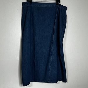 Vintage Props High Waist Denim Wrap Midi Skirt